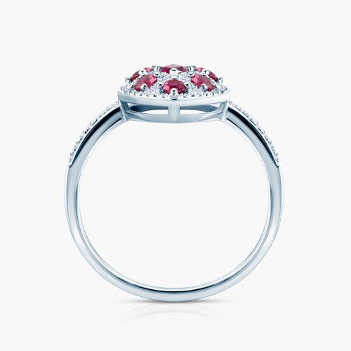 Pierścionek SAVICKI: białe złoto, rubiny, diamenty